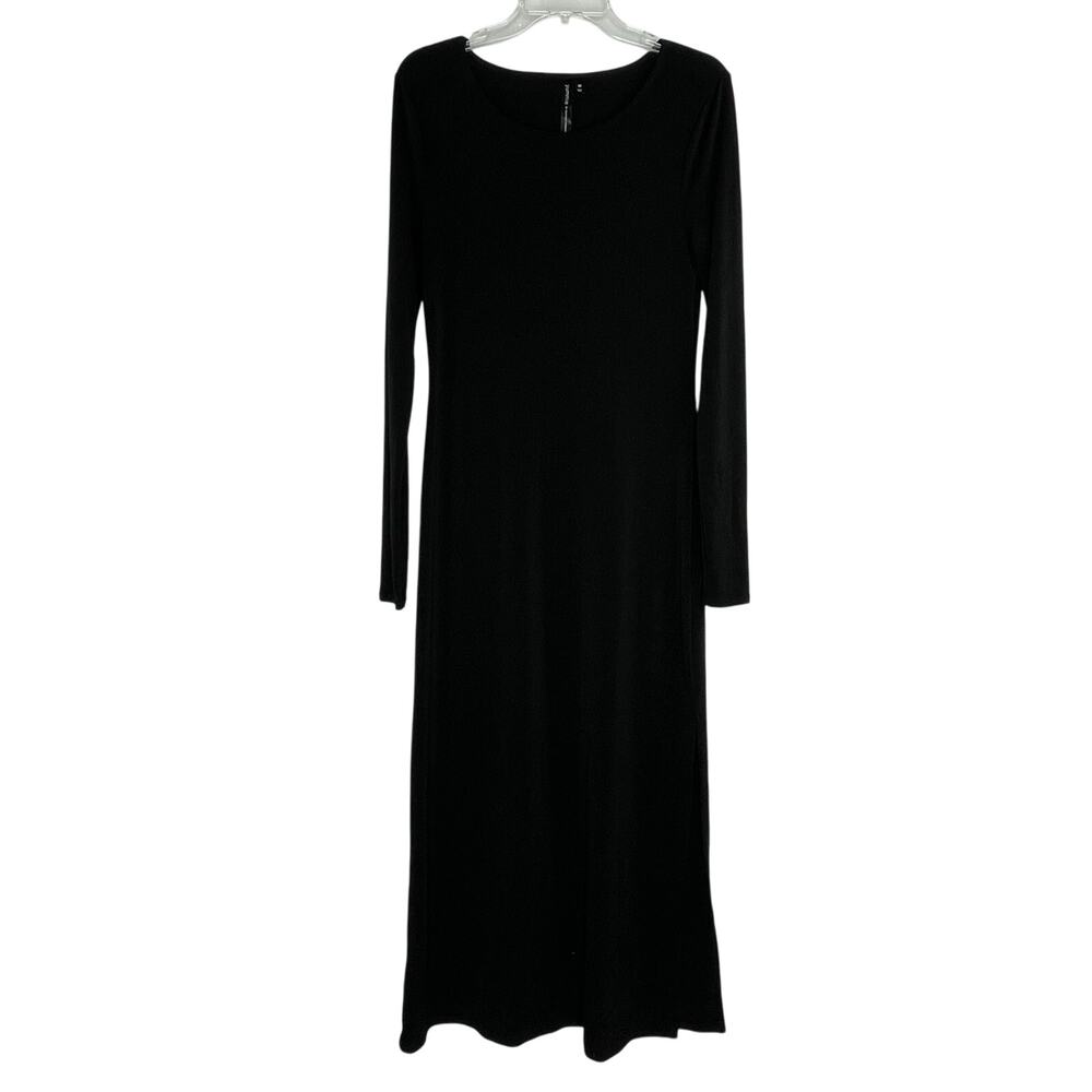 Yummie by Heather Thomson black long sleeve dress size Medium side slit